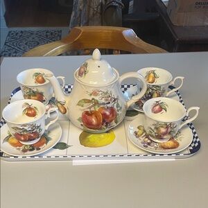Fruit-Themed Tea Set with Tray